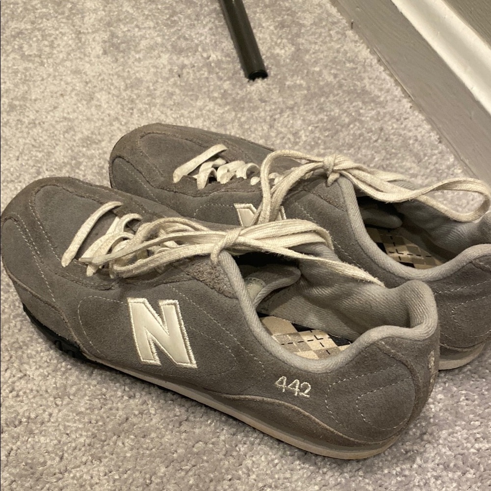 New Balance Gray and White Sneakers with Suede Upper